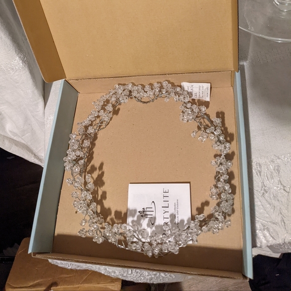 NIB PartyLite P8132 crystal gem stone ring 8 1/2" for pillar candle